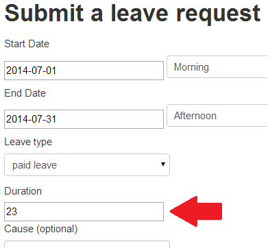 Leave request: calculation of the leave duration