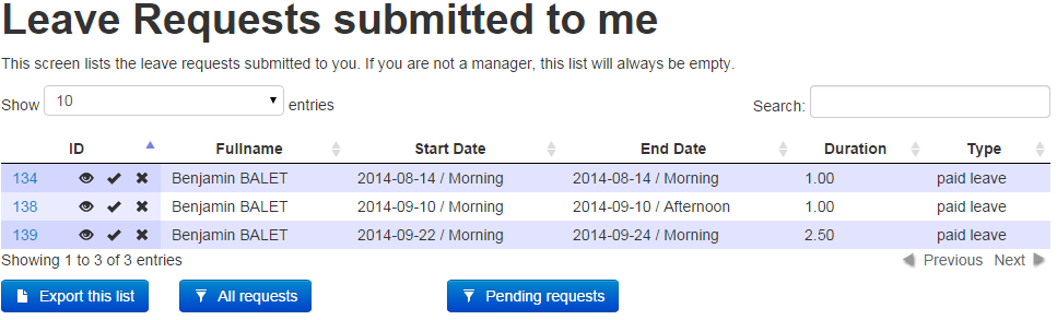 Validation of leave requests